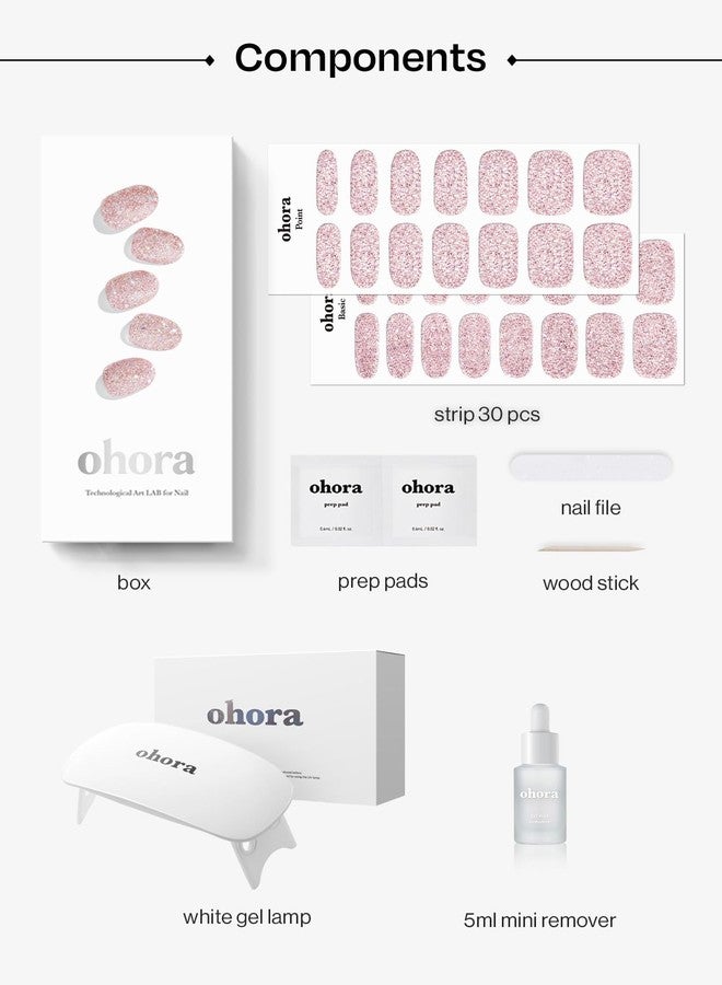 ohora Semi-Cured Gel Nail Strips Value Set (N Pixie Dust Starter Kit) Includes Full Size Lamp and Mini Remover, Salon-Quality, Long Lasting, Easy to Apply & Remove - Image 4